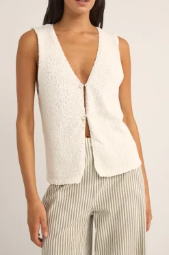 Adele Longline Knit Vest White