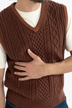 Assembly Fisherman Knit Vest Brown