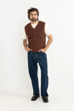 Assembly Fisherman Knit Vest Brown