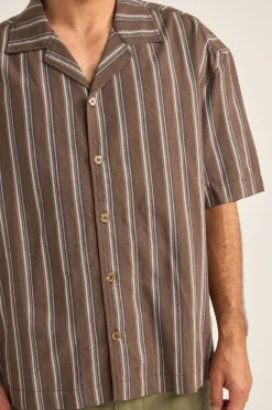 Baja Relaxed Stripe Ss Shirt Cafe