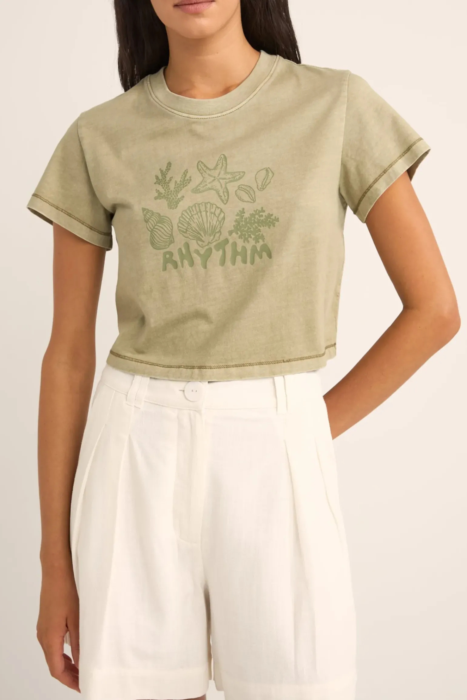 Beachcomber Crop Crew Tee Ivy