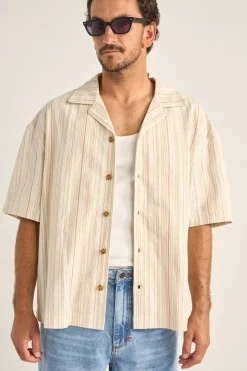 Benny Relaxed Stripe Ss Shirt Cream