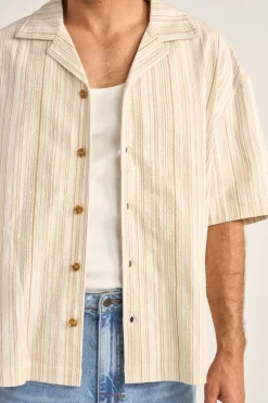 Benny Relaxed Stripe Ss Shirt Cream