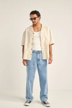 Benny Relaxed Stripe Ss Shirt Cream