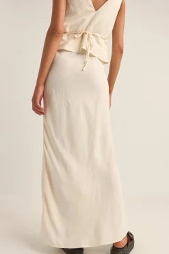 Bias Cut Maxi Skirt Cream
