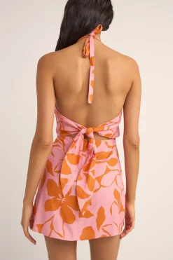 Bora Bora Floral Halter Mini Dress Pink