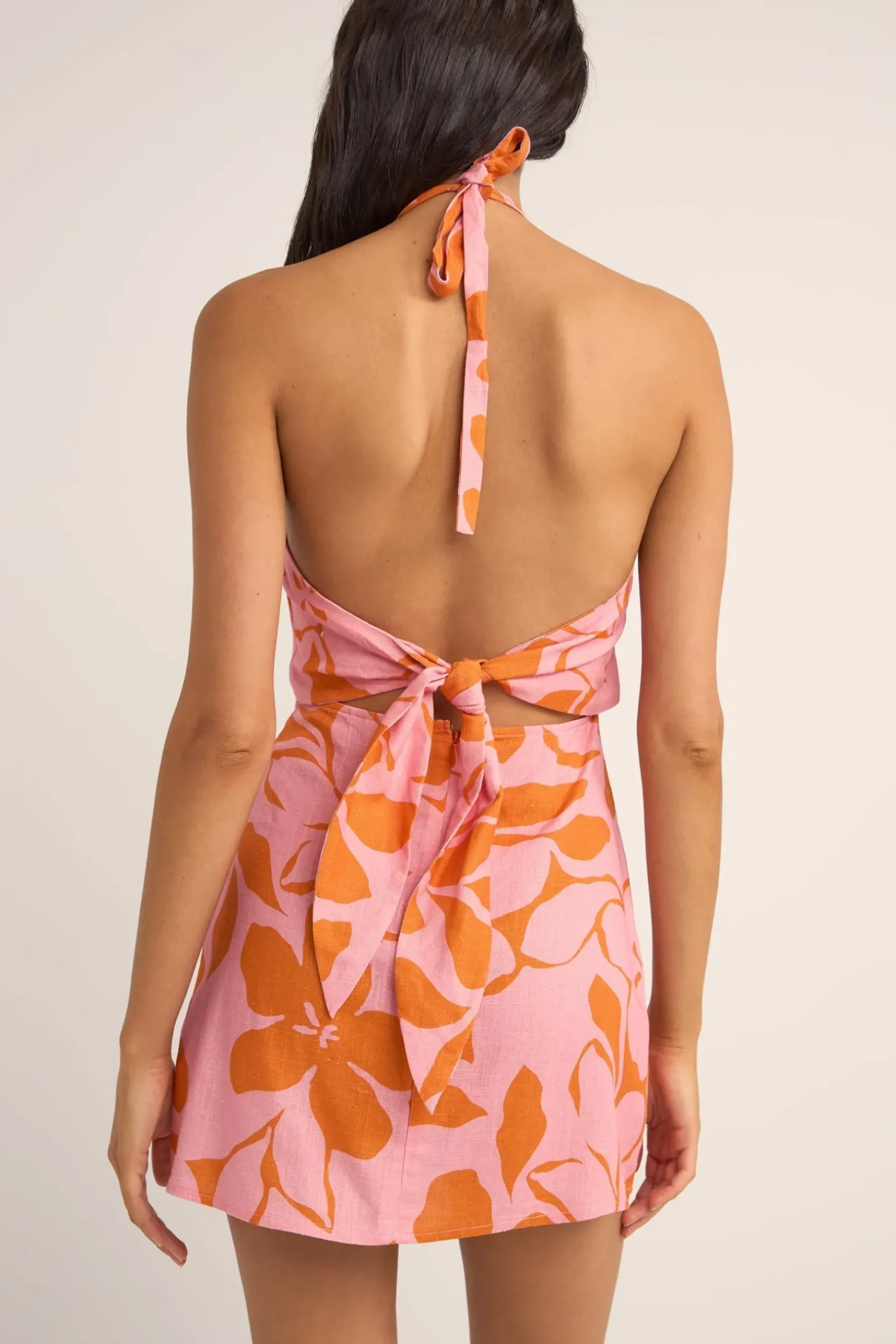 Bora Bora Floral Halter Mini Dress Pink