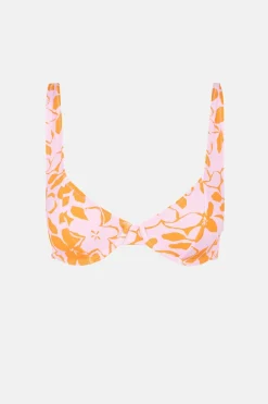 Bora Bora Floral Panelled Underwire Top Pink