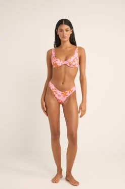 Bora Bora Floral Panelled Underwire Top Pink