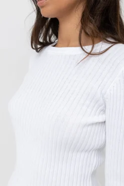 Classic Knit Long Sleeve Top White