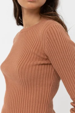 Classic Knit Long Sleeve Top Cinnamon