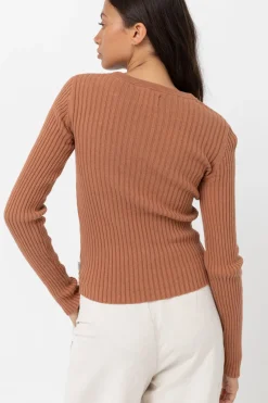 Classic Knit Long Sleeve Top Cinnamon