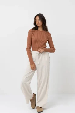 Classic Knit Long Sleeve Top Cinnamon