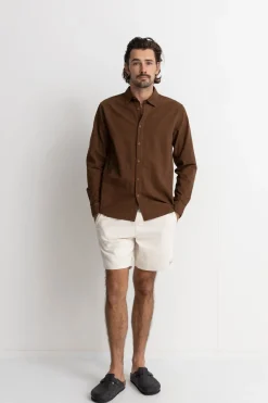 Classic Linen Ls Shirt Chocolate