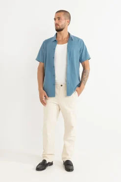 Classic Linen Ss Shirt Mineral Blue