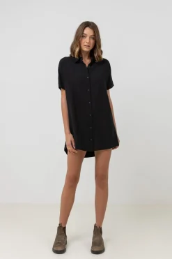 Classic Shirt Dress Black