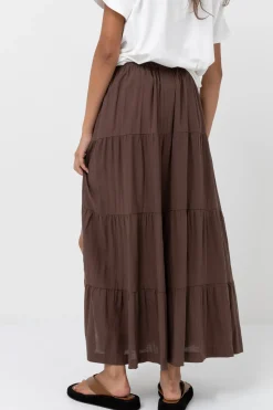 Classic Tiered Maxi Skirt Chocolate