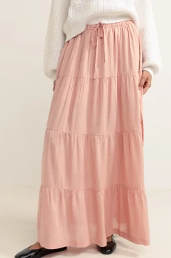 Classic Tiered Maxi Skirt Rose