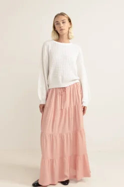 Classic Tiered Maxi Skirt Rose