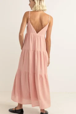 Classic Tiered Midi Dress Rose