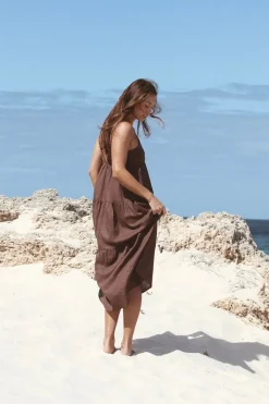 Classic Tiered Midi Dress Chocolate