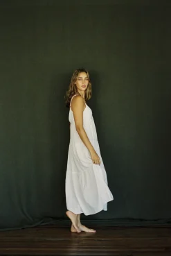 Classic Tiered Midi Dress White