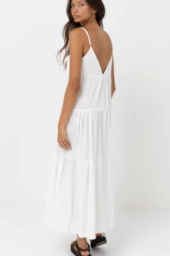 Classic Tiered Midi Dress White