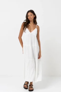 Classic Tiered Midi Dress White