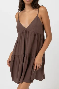 Classic Tiered Mini Dress Chocolate