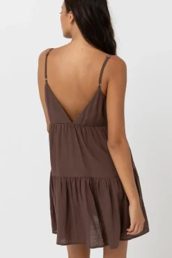 Classic Tiered Mini Dress Chocolate