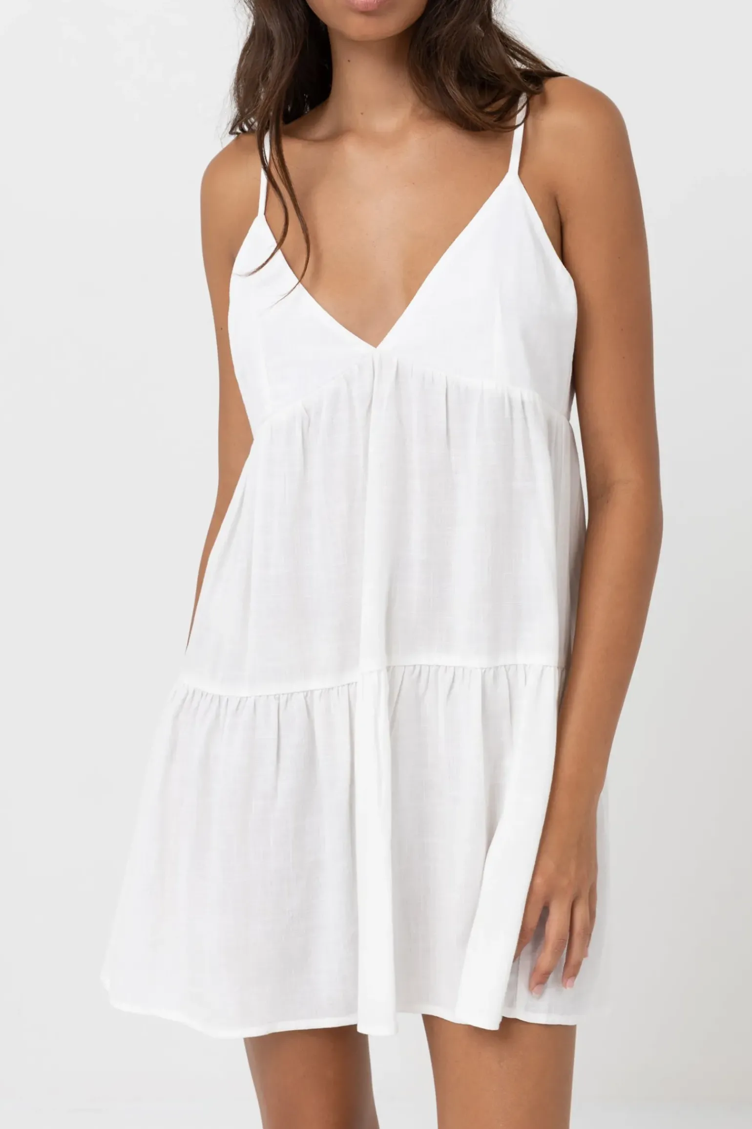 Classic Tiered Mini Dress White
