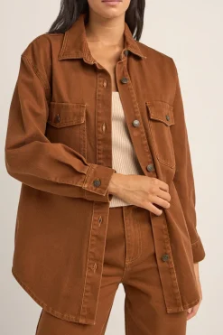 Claude Drill Shacket Cinnamon