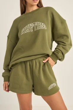 College Crew Neck Fleece Olive