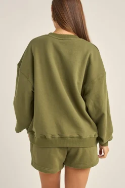 College Crew Neck Fleece Olive