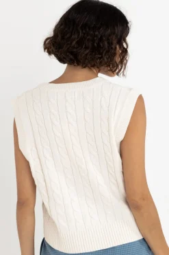 Desi Cable Knit Vest Natural