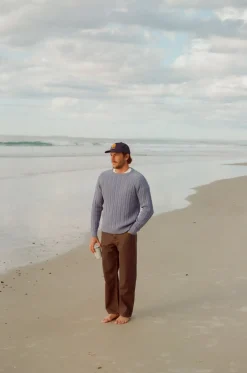 Doheny Pointelle Crew Knit  Slate