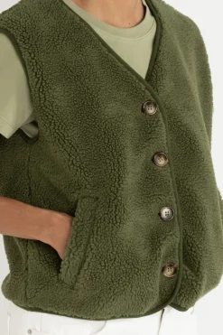 Ella Sherpa Vest Olive