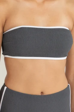 Essential Rib Contrast Bandeau Top Graphite