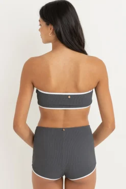 Essential Rib Contrast Bandeau Top Graphite