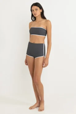 Essential Rib Contrast Bandeau Top Graphite