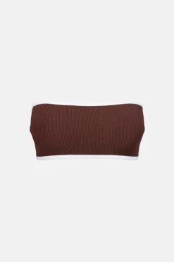 Essential Rib Contrast Bandeau Top Cafe