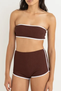 Essential Rib Contrast Bandeau Top Cafe