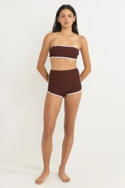 Essential Rib Contrast Bandeau Top Cafe
