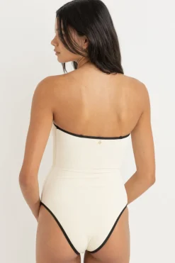 Essential Rib Contrast One Piece Creme