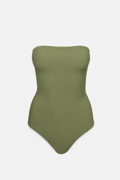 Essential Rib Contrast One Piece Olive