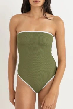 Essential Rib Contrast One Piece Olive