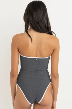 Essential Rib Contrast One Piece Graphite