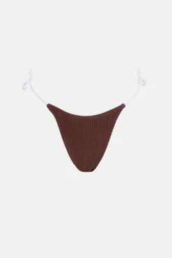 Essential Rib Contrast Tie Side Hi Cut Pant Cafe