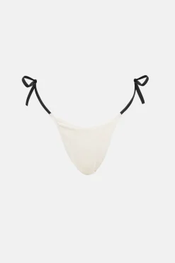 Essential Rib Contrast Tie Side Hi Cut Pant Creme