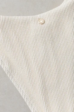 Essential Rib Tie Side Hi Cut Pant Creme